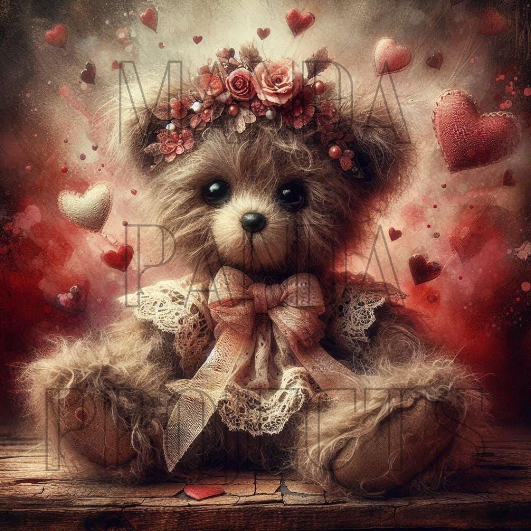 Valentines Day Vintage Teddy Bear Printable Bundle