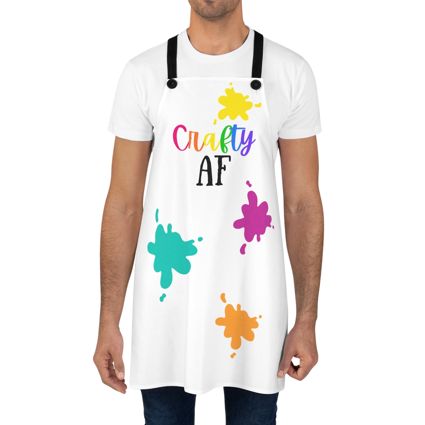 Crafty AF White Apron with Paint Splatter