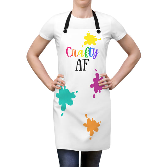 Crafty AF White Apron with Paint Splatter