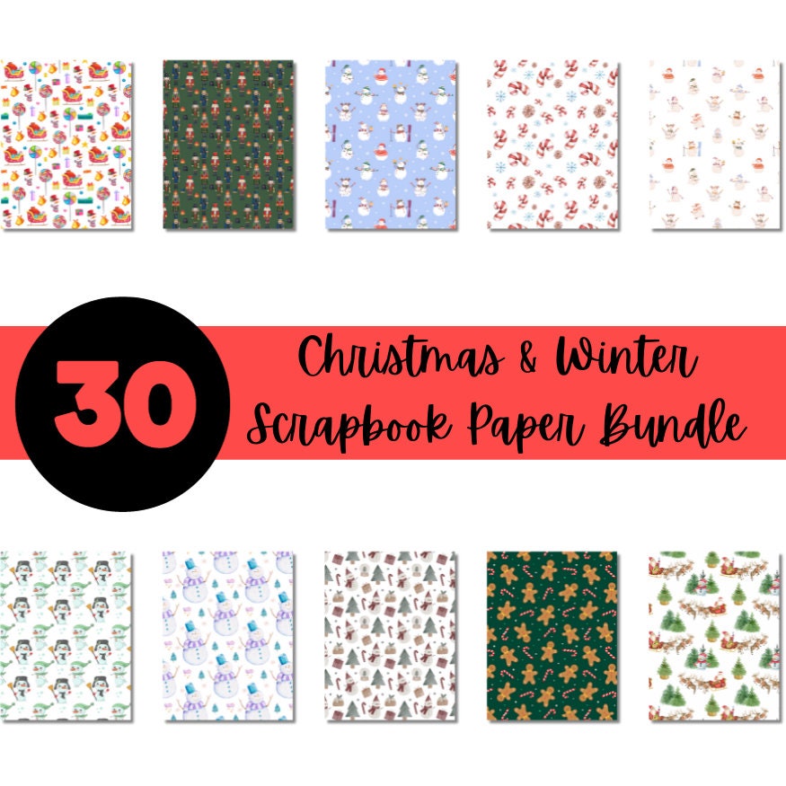 Christmas Printable Scrapbook Paper Bundle | Winter