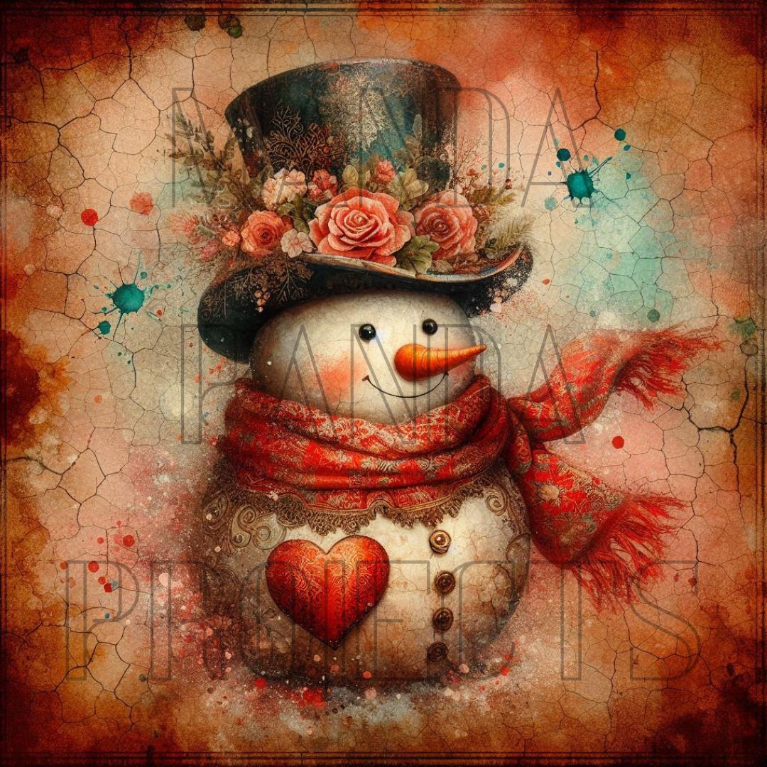 Valentines Day Vintage Snowman Printable Bundle