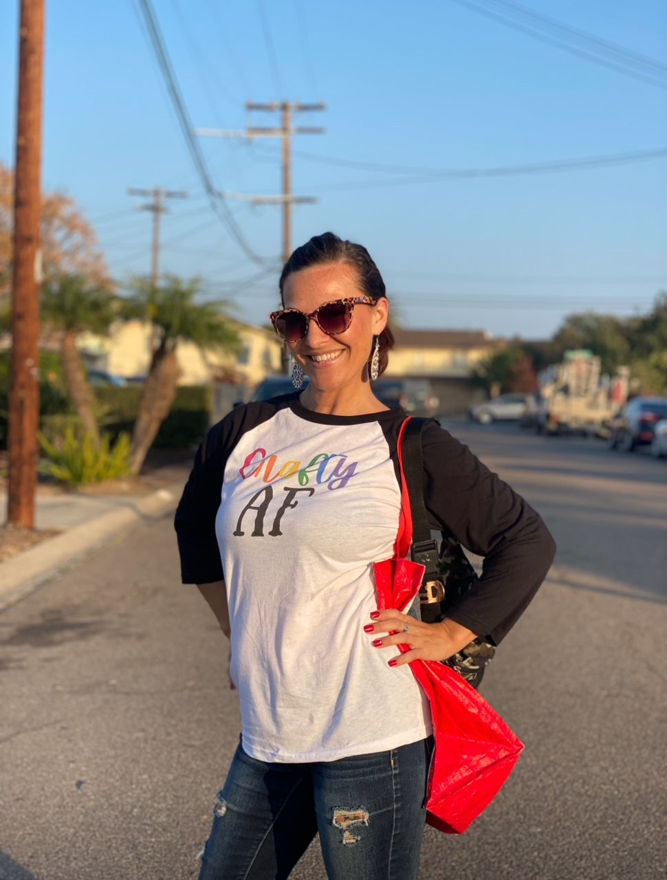 Crafty AF 3/4 Sleeve Baseball Tee | Women's Crafty Inspirational T-Shirt