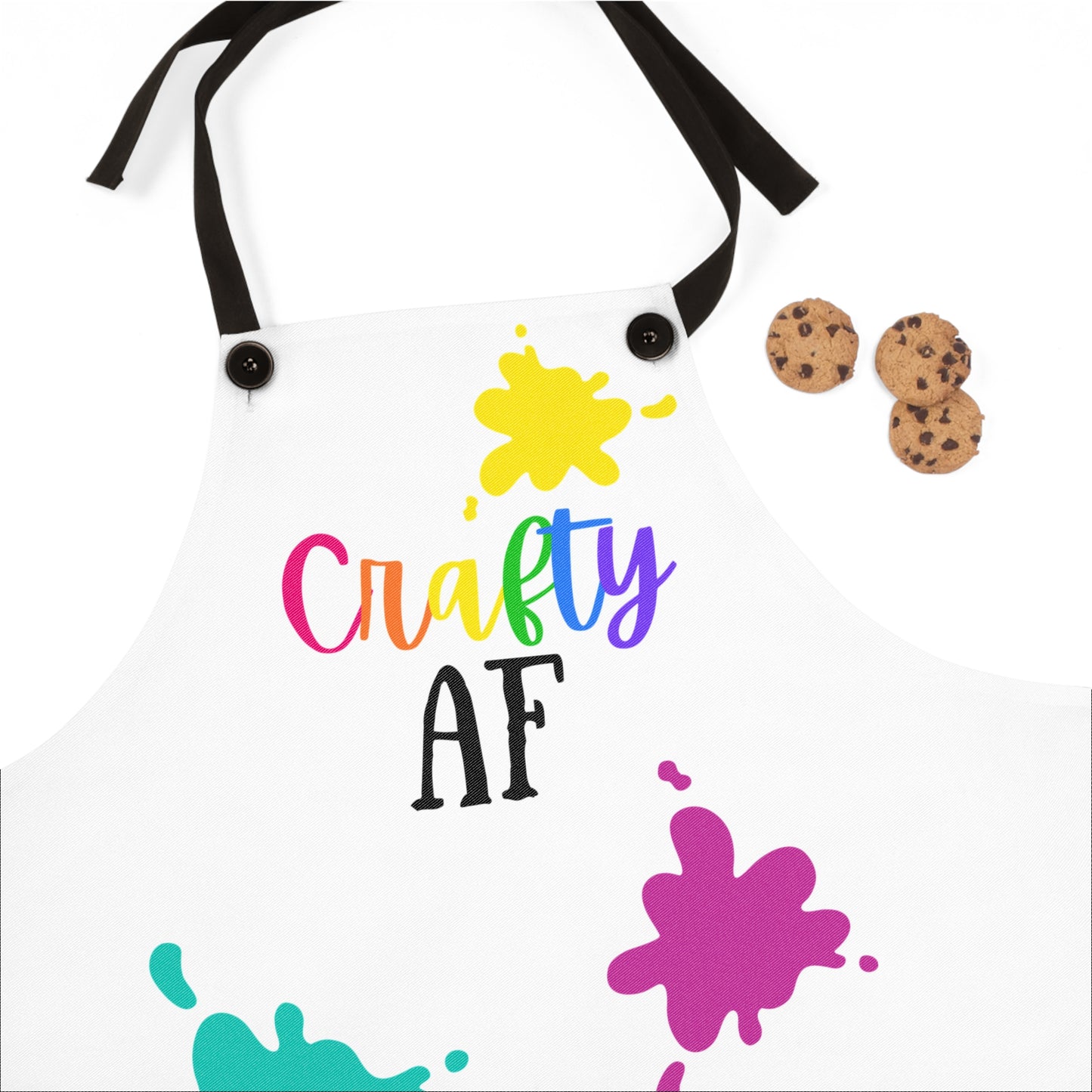 Crafty AF White Apron with Paint Splatter