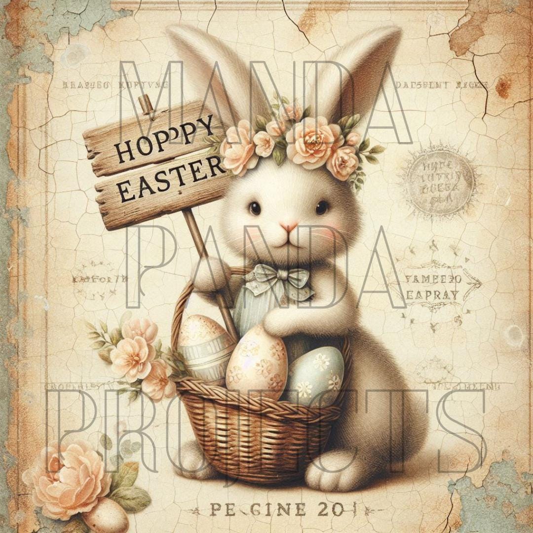 Vintage Hoppy Easter Bunny Printable Bundle