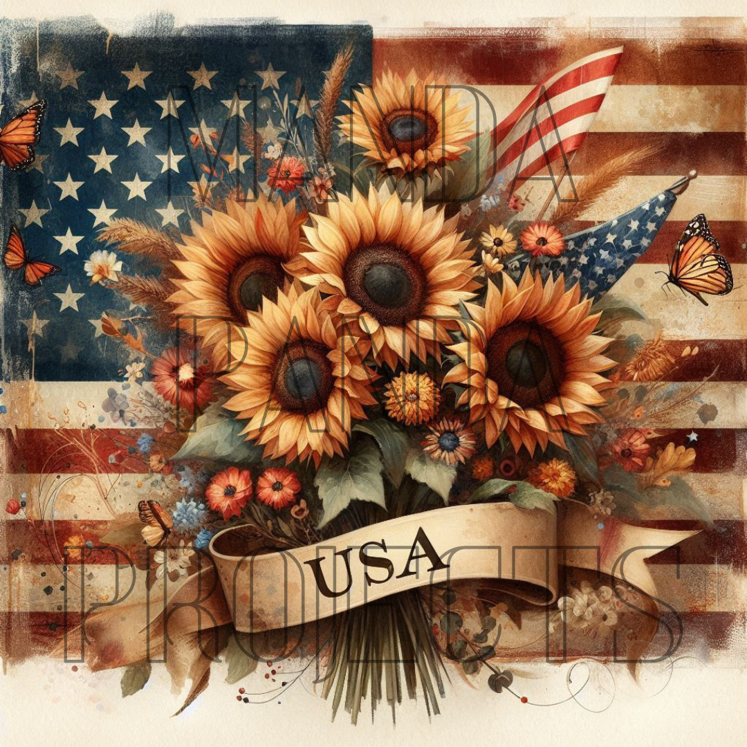 Patriotic Sunflower Printable Bundle