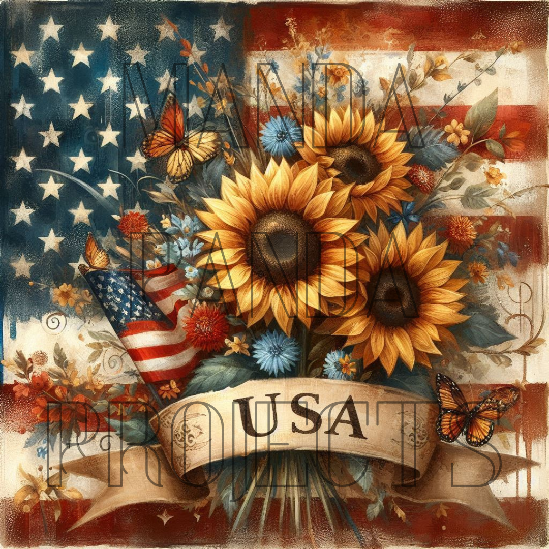 Patriotic Sunflower Printable Bundle