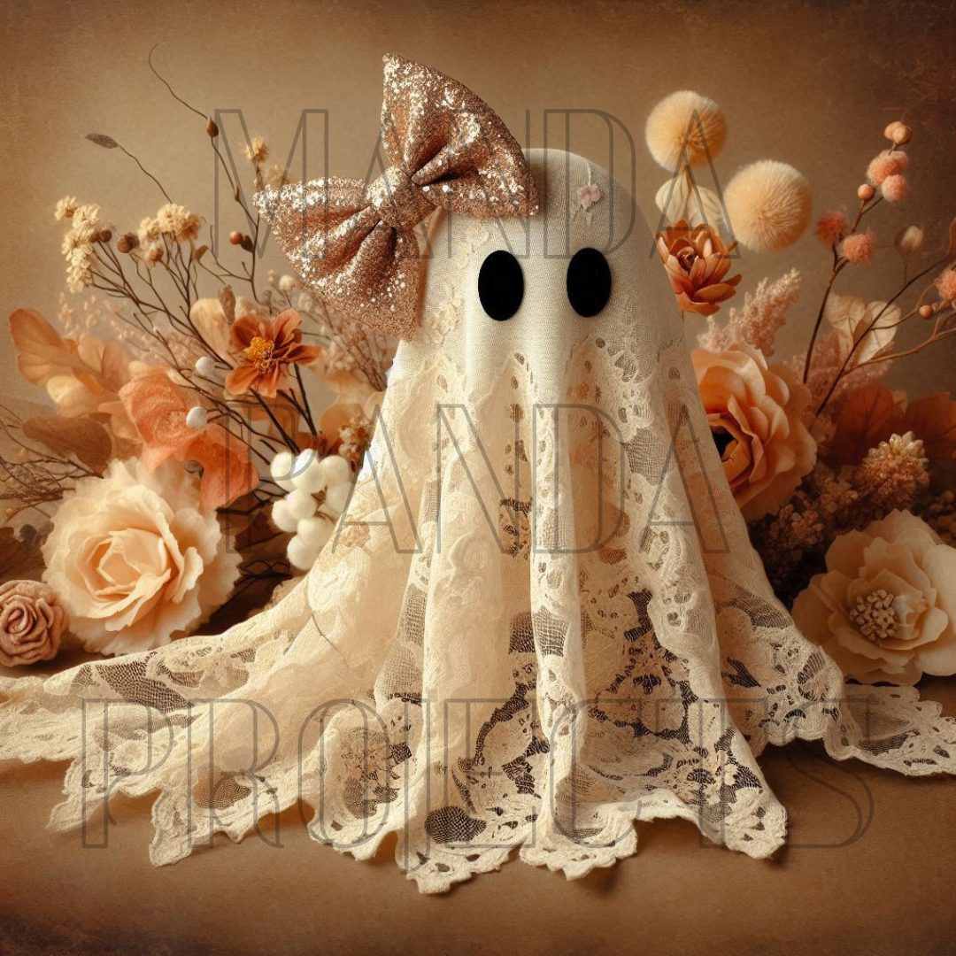 Whimsical Vintage Floral Lace Ghost Printable Bundle