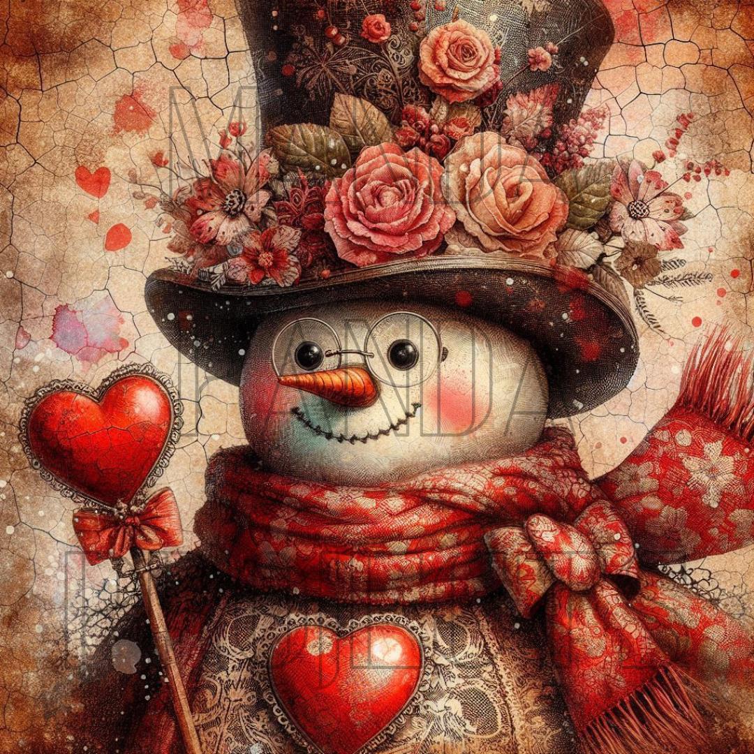 Valentines Day Vintage Snowman Printable Bundle