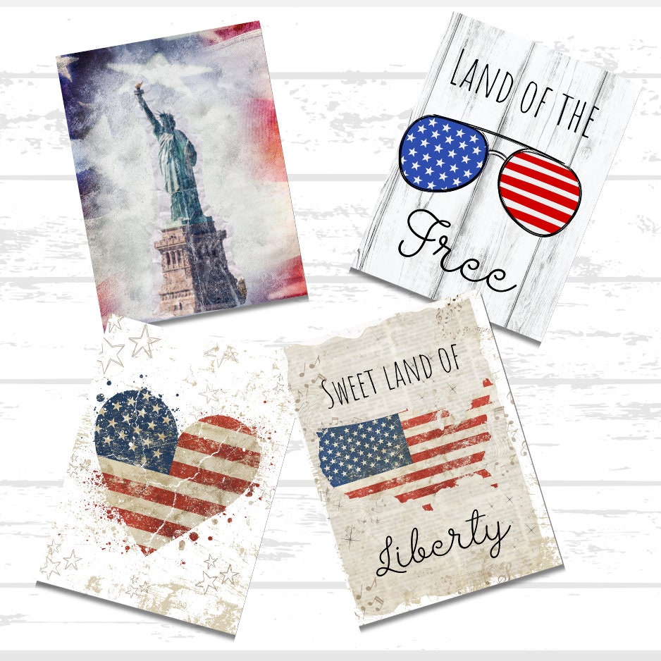 Patriotic Americana Printable Bundle | 4th of July | USA | Red white and blue