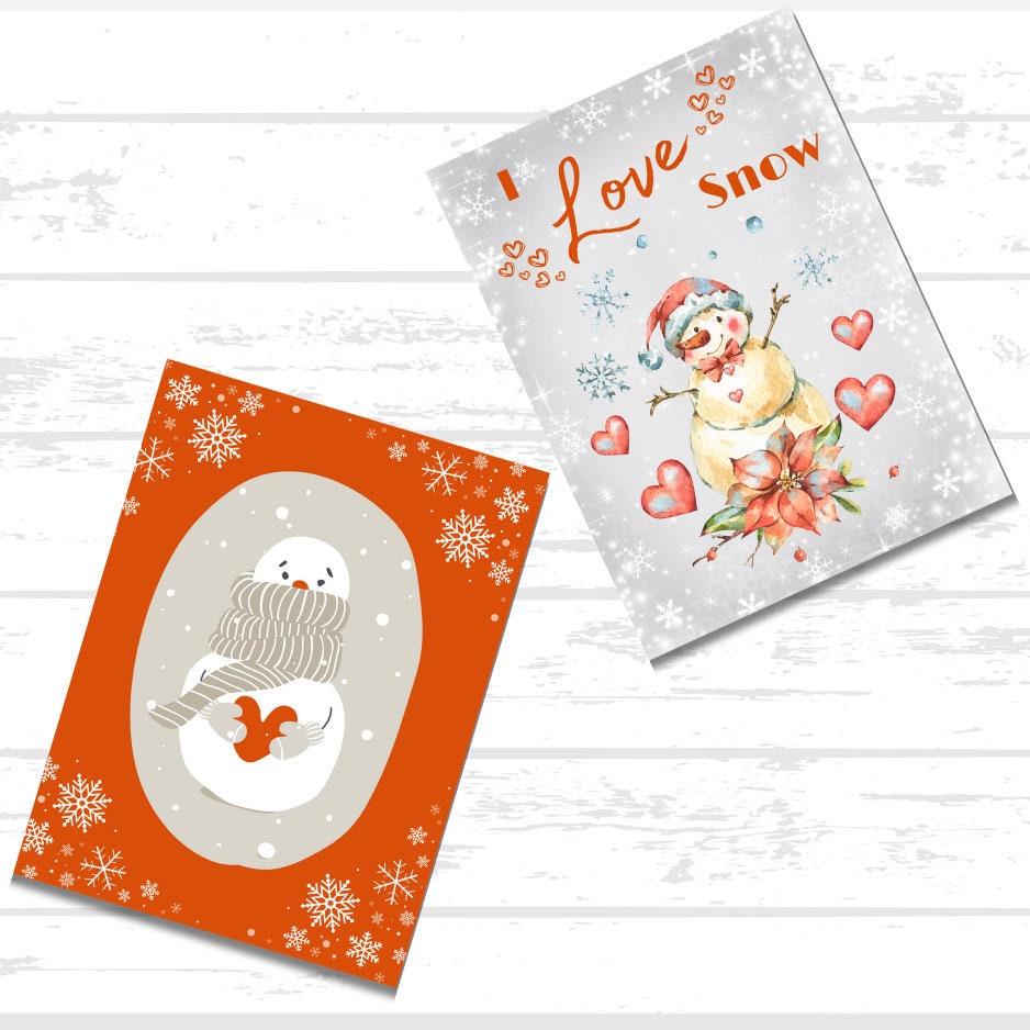 Digital Winter Snowmen Printable Paper Bundle