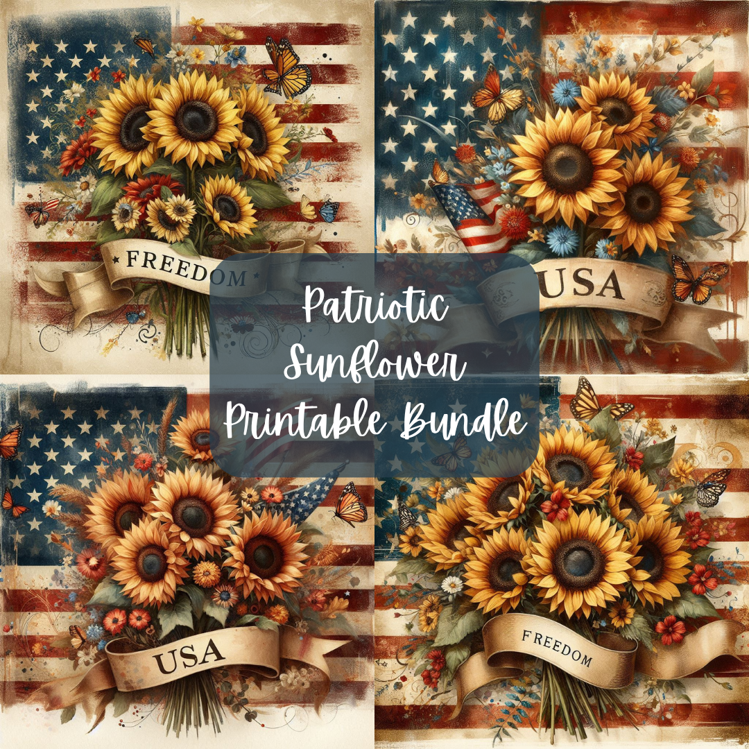 Patriotic Sunflower Printable Bundle