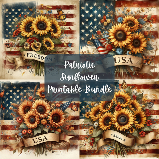 Patriotic Sunflower Printable Bundle