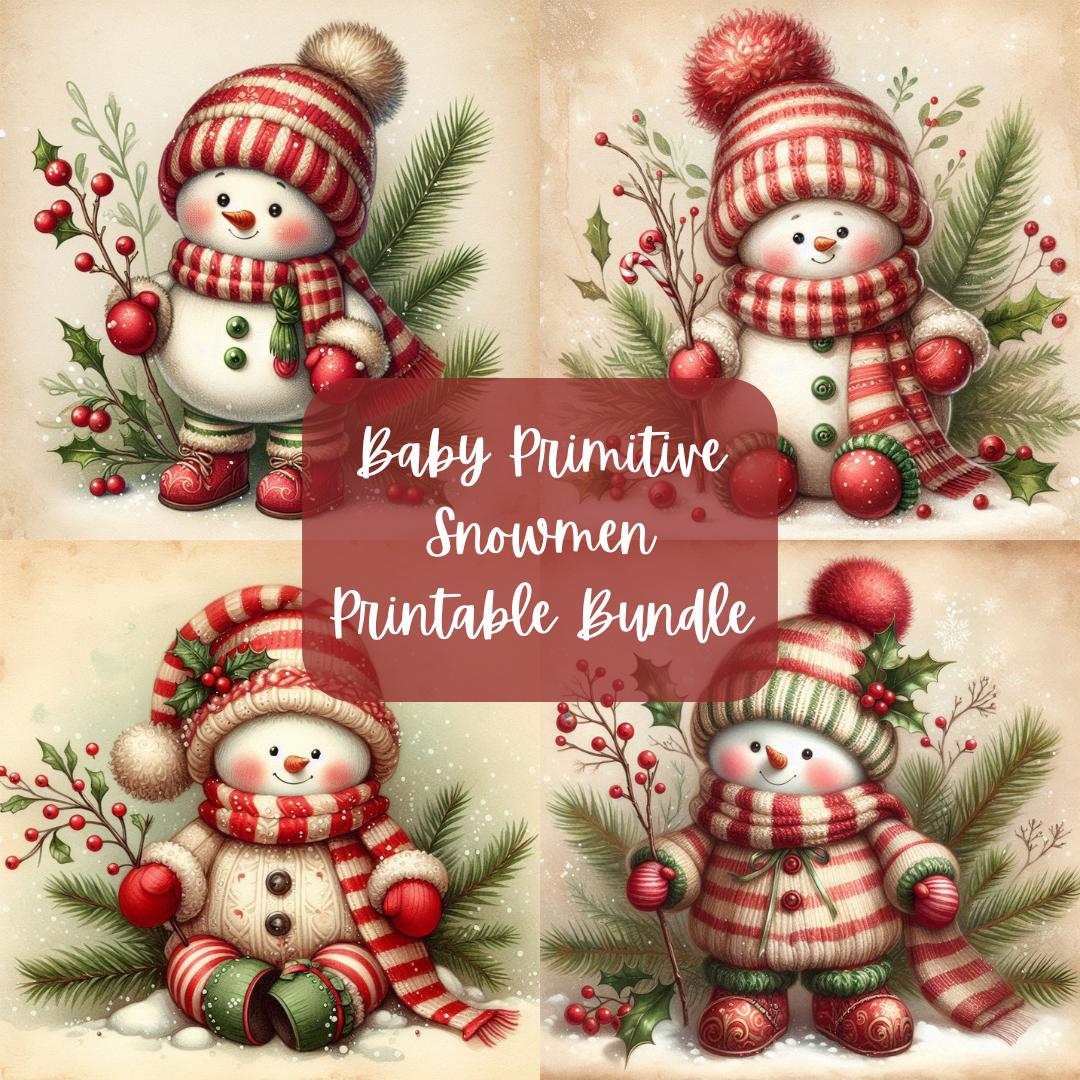 Baby Primitive Snowman Printable Bundle
