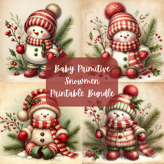 Baby Primitive Snowman Printable Bundle
