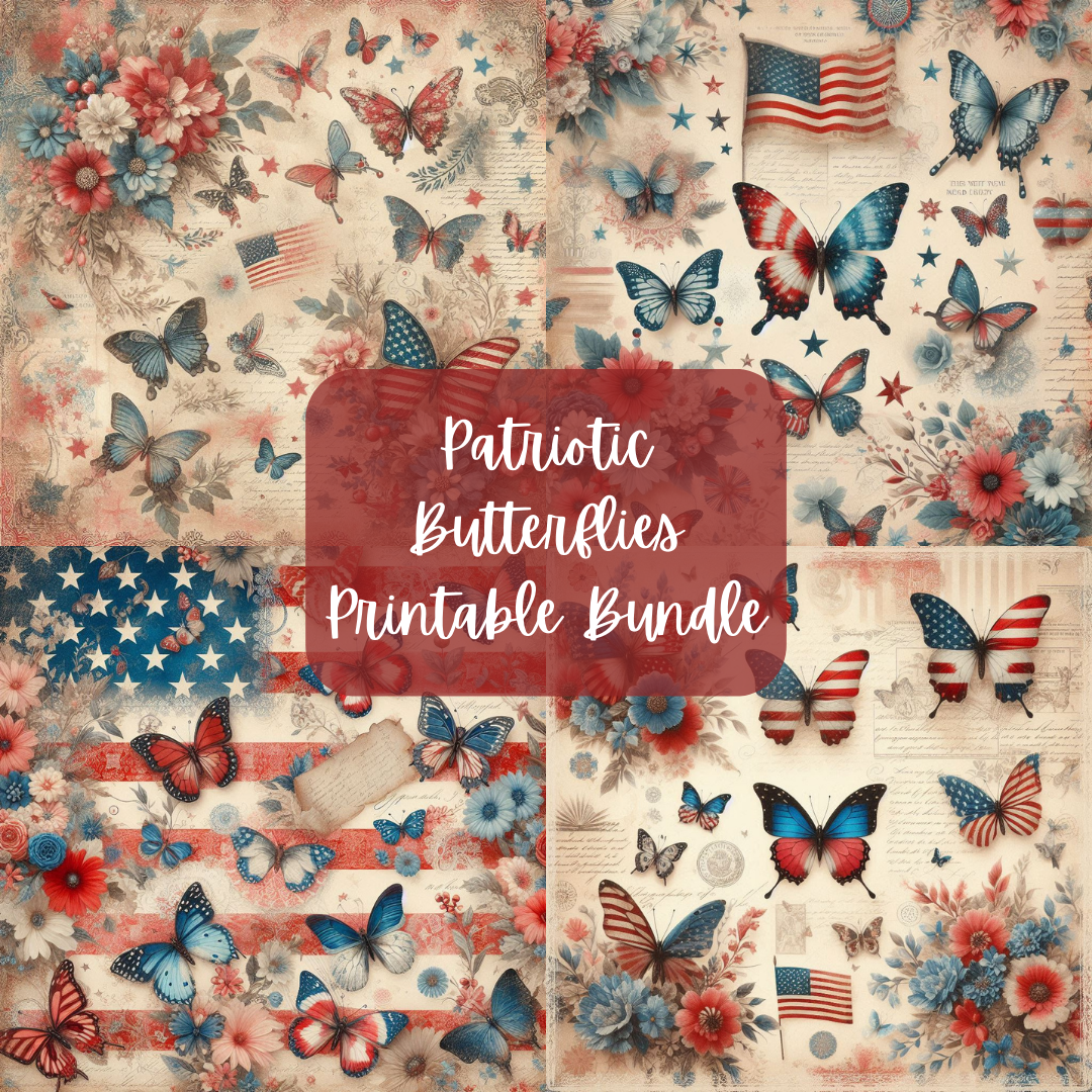 Patriotic Vintage Butterflies Printable Bundle