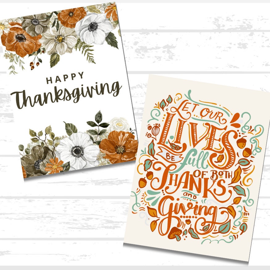 Thanksgiving Printable Paper Bundle | Grateful Thankful Blessed | Thanksgiving Wall Decor Art | Pumpkins Leaves Sunflowers | Turkey Day