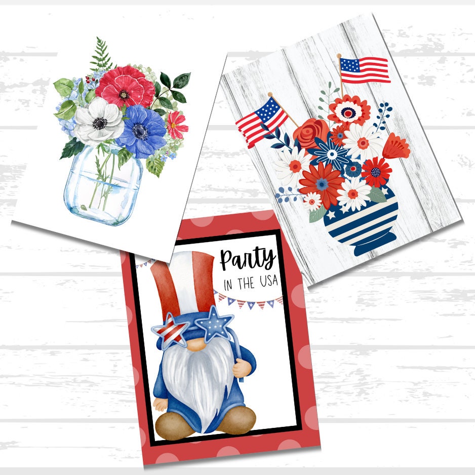 Patriotic Americana Printable Bundle | 4th of July | USA | Red white and blue