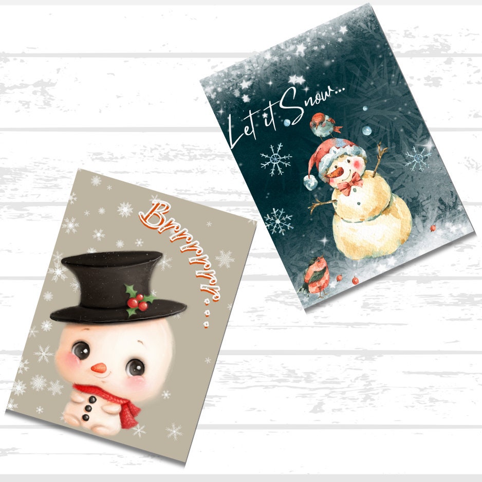 Digital Winter Snowmen Printable Paper Bundle