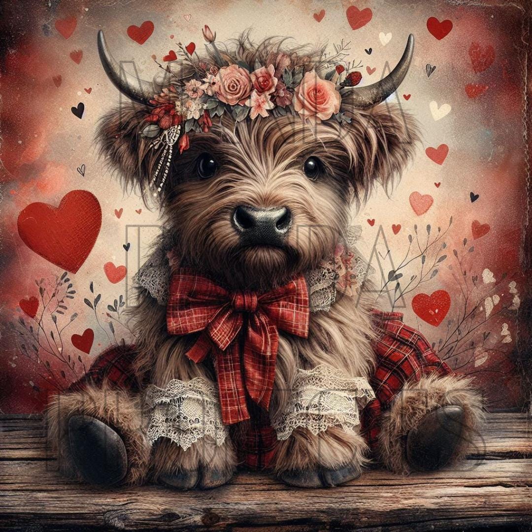 Cute Valentines Day Highland Cow Printable Bundle