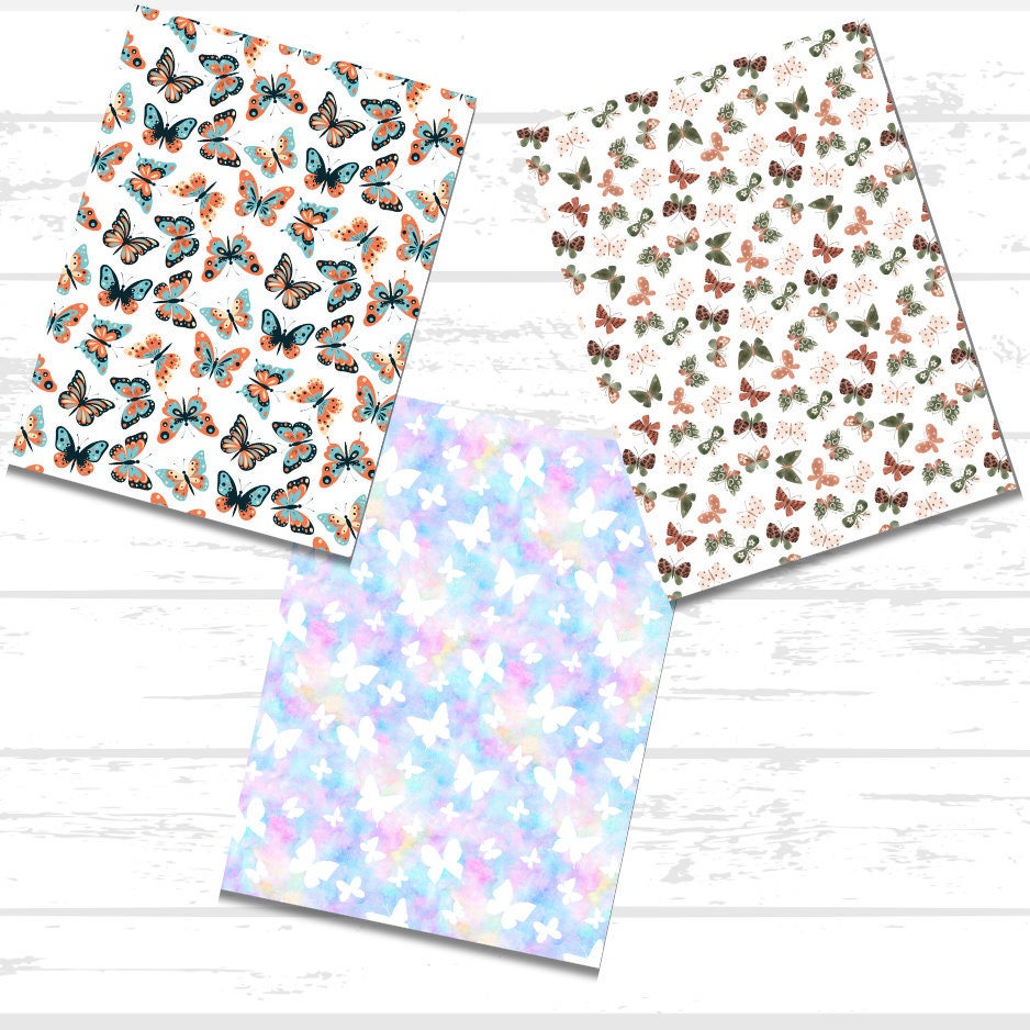 Butterfly Printable Scrapbook Paper Bundle | Spring Flowers