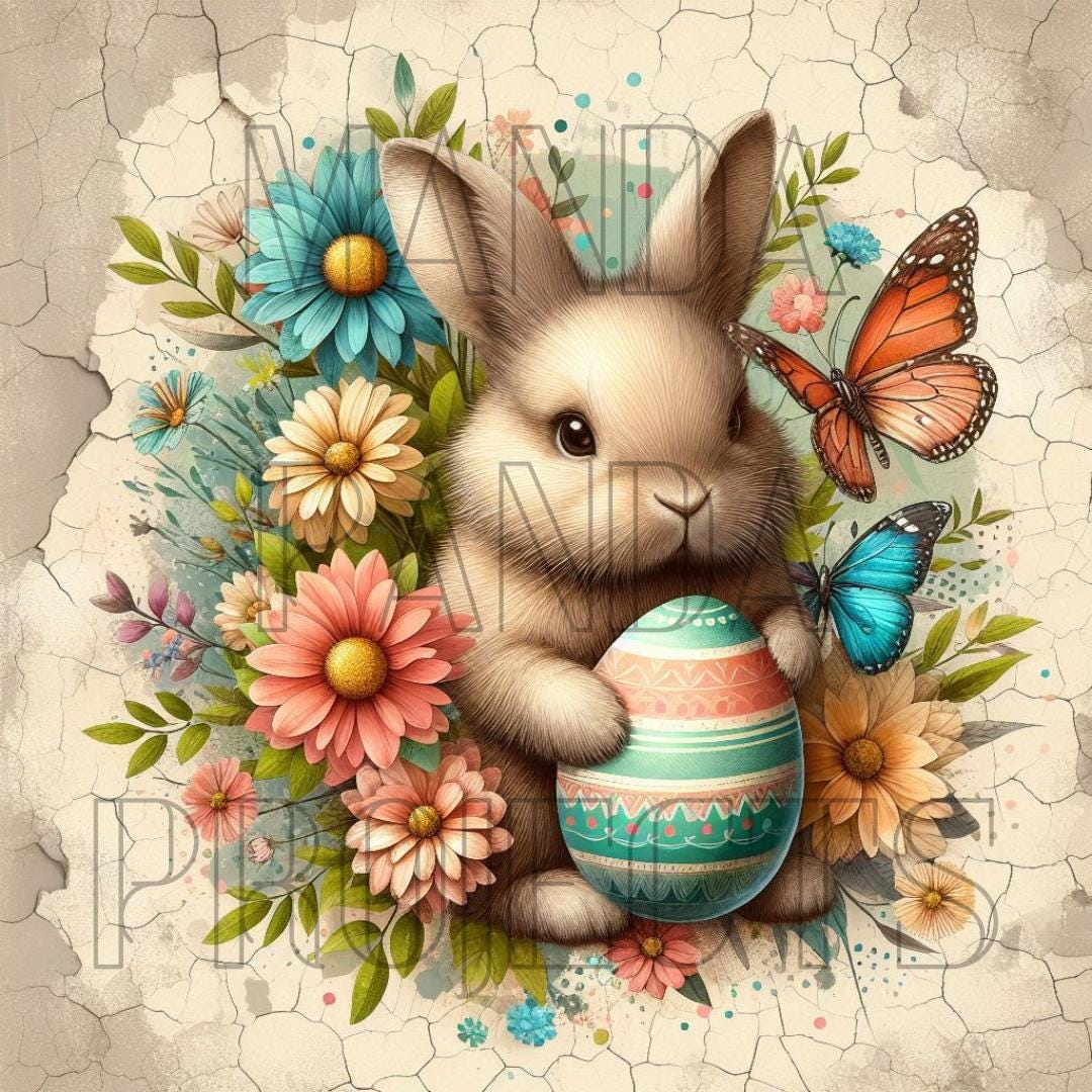 Spring & Easter Floral Bunny Printable Bundle | Butterfly