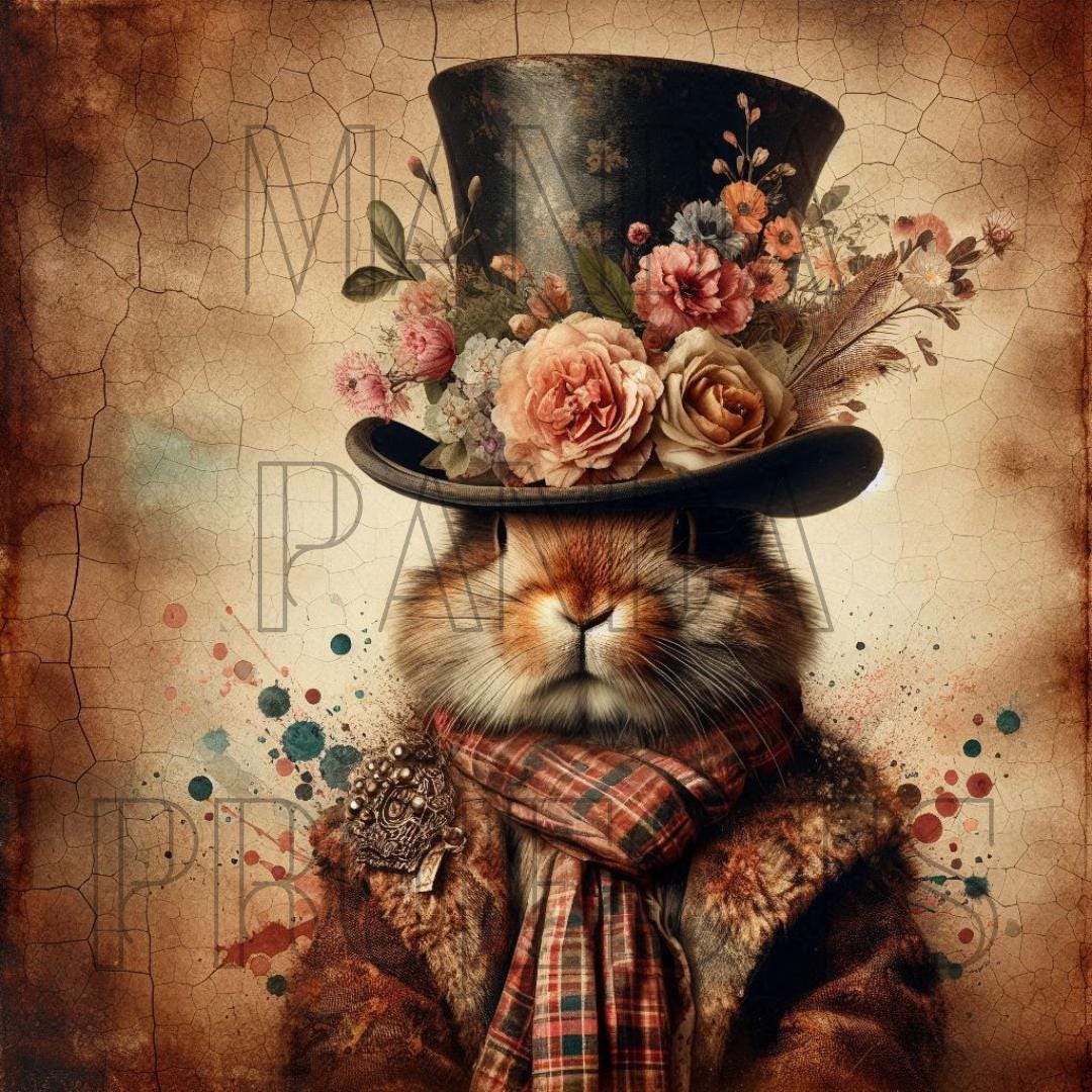 Vintage Bunny Top Hat Printable Bundle | Easter