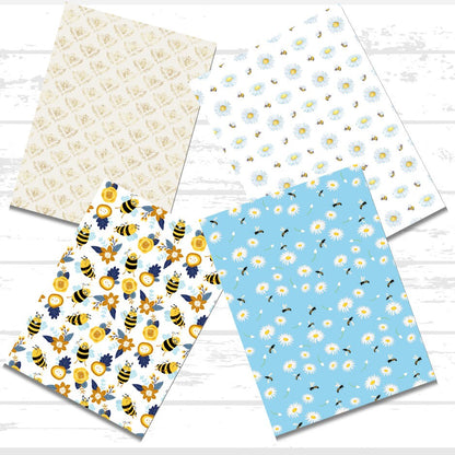 Bee Printable Scrapbook Paper Bundle | Honeycomb Beehive Honey Jar Bumblebee