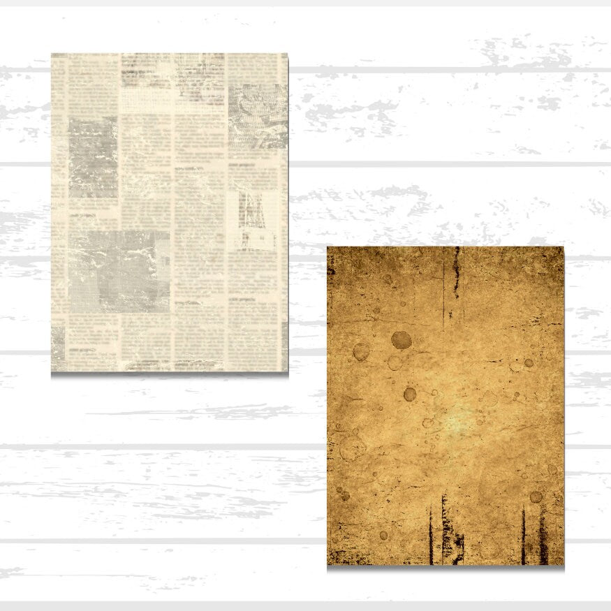 Digital Vintage Grunge Printable Scrapbook Paper Bundle