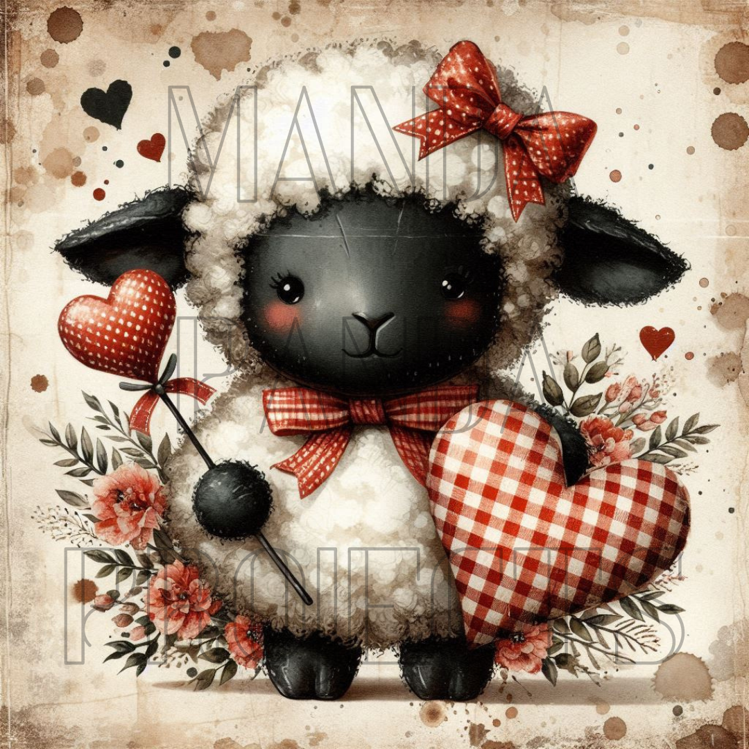 Valentines Day Primitive Black Sheep Printable Bundle