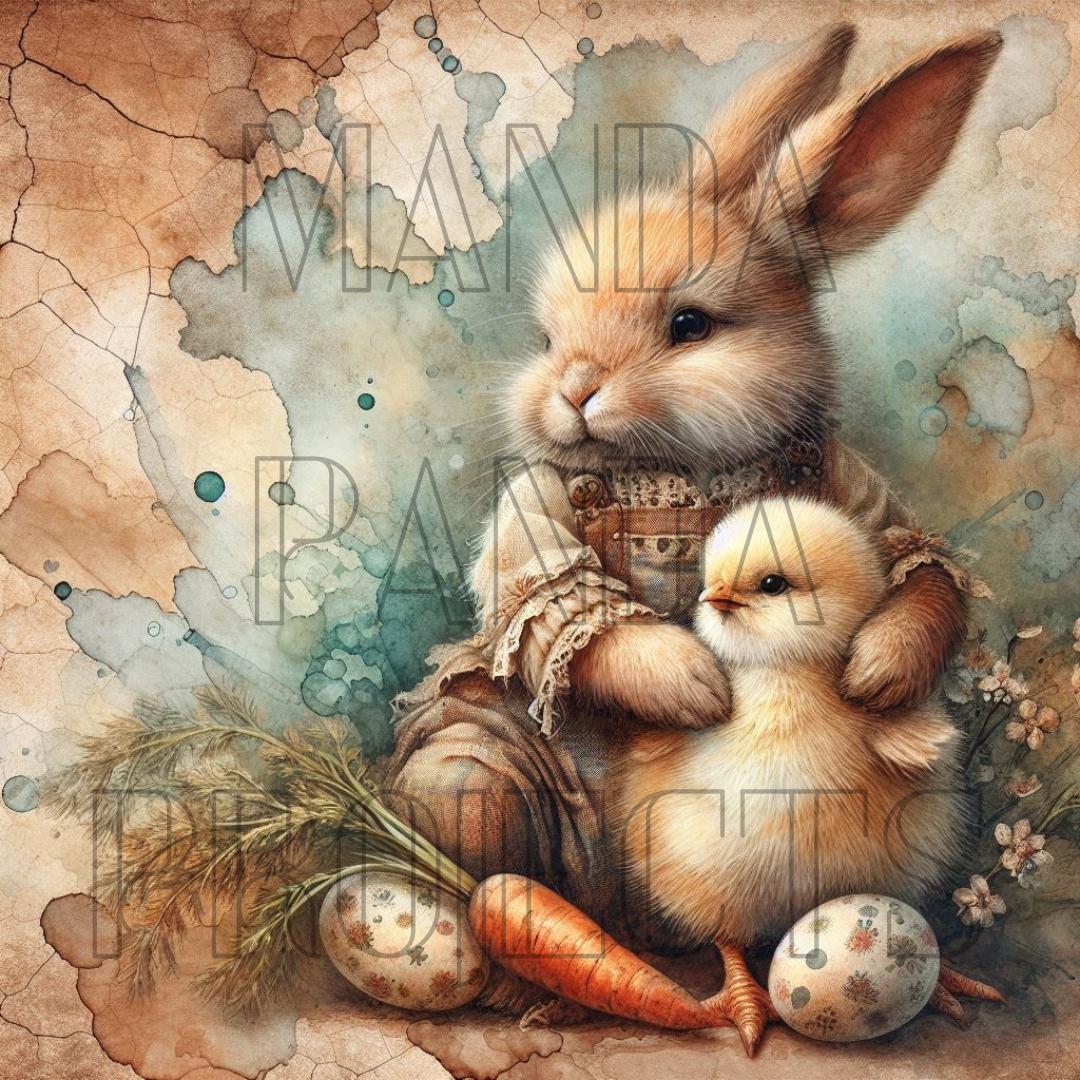 Chick and Bunny Hugging Printable Bundle