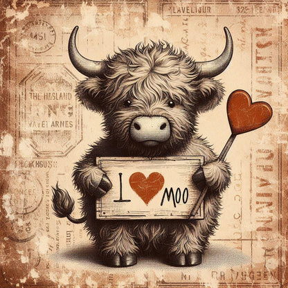 Vintage Valentines Day Highland Cow Printable Bundle