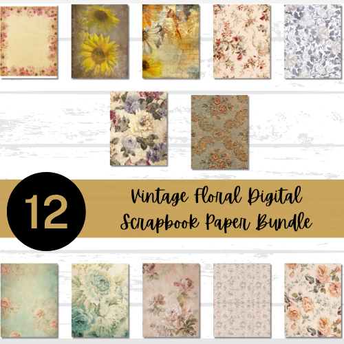 Vintage Floral Scrapbook Paper Bundle
