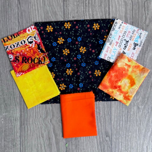6 Fabric Bundle: "Fire and Florals"