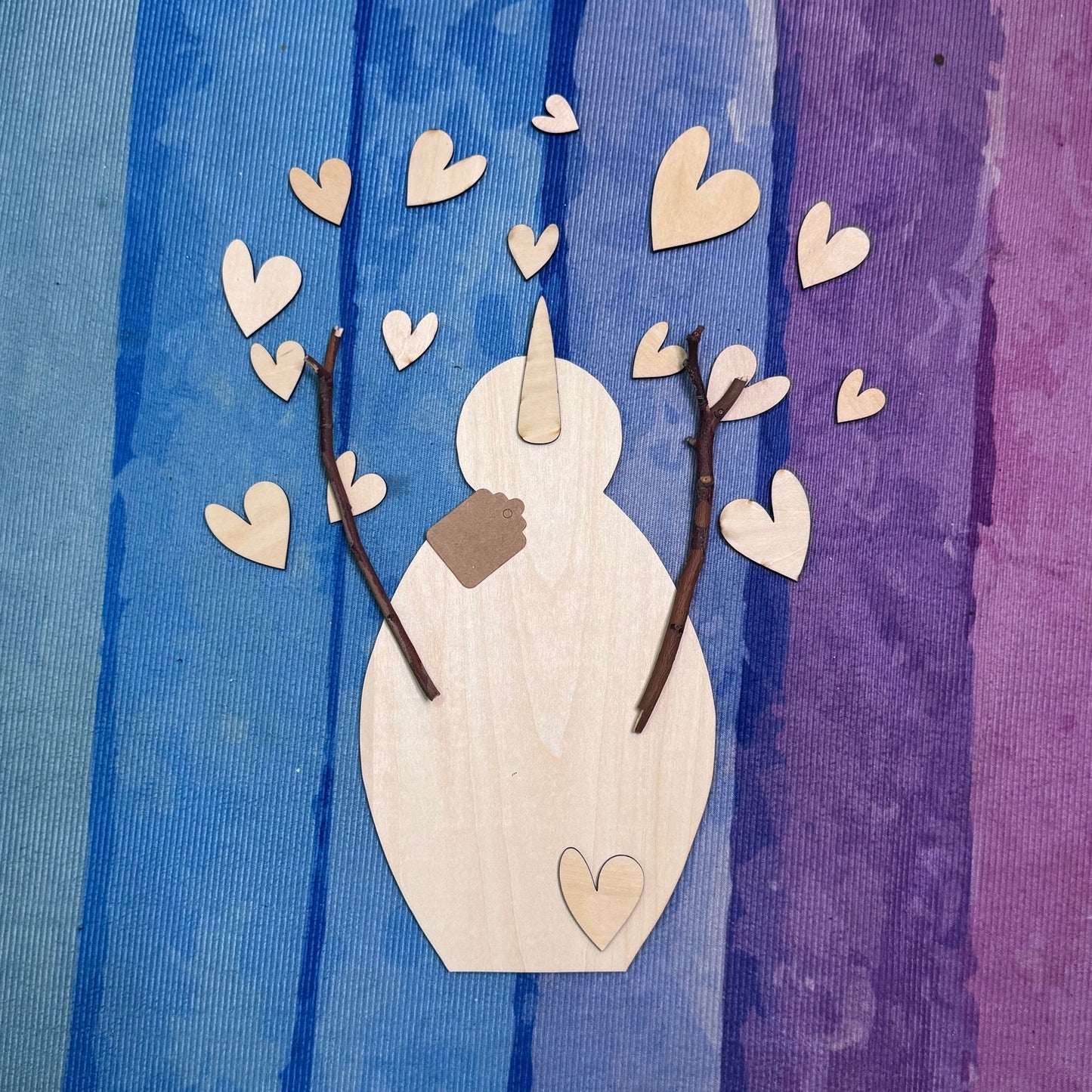 Snowman Throwing Hearts Wood Cutout and Kit
