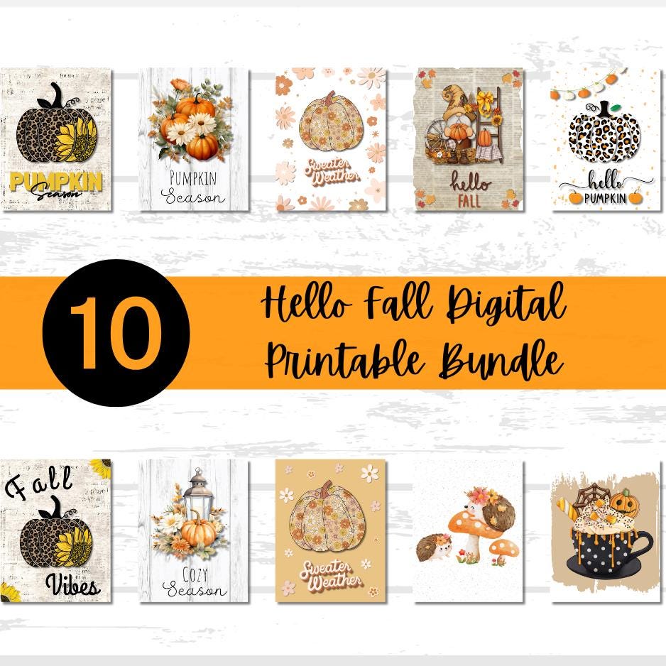 Digital Hello Fall Printable Paper Bundle