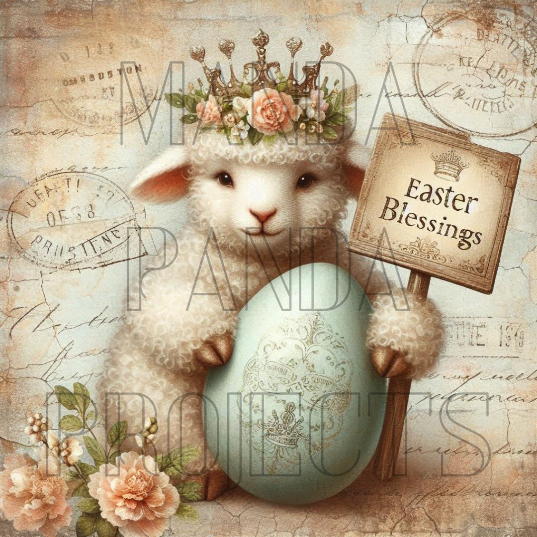 Easter Blessings Vintage Lamb Printable Bundle