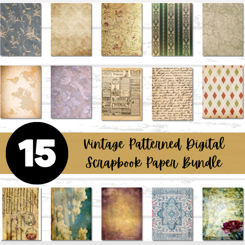 Vintage Patterned Scrapbook Paper Bundle