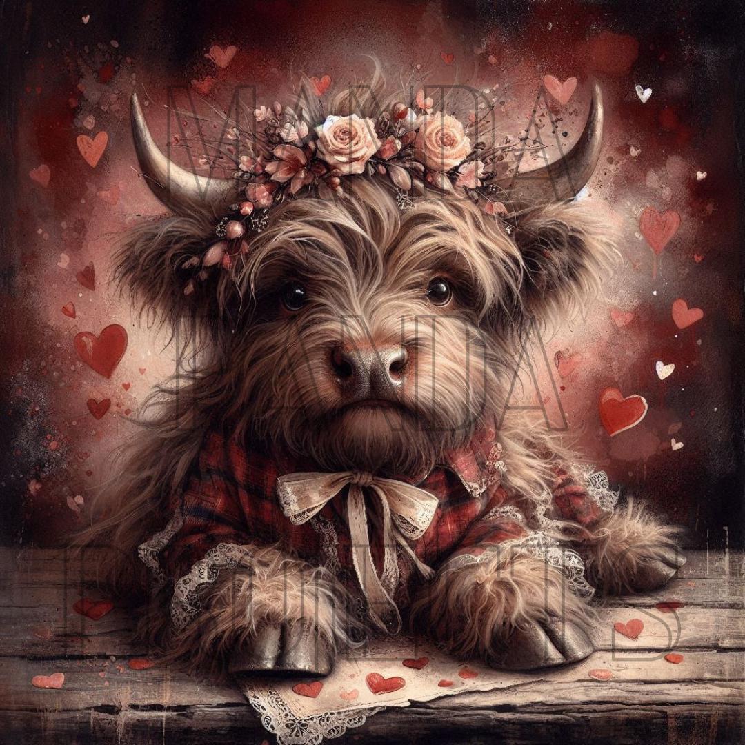 Cute Valentines Day Highland Cow Printable Bundle