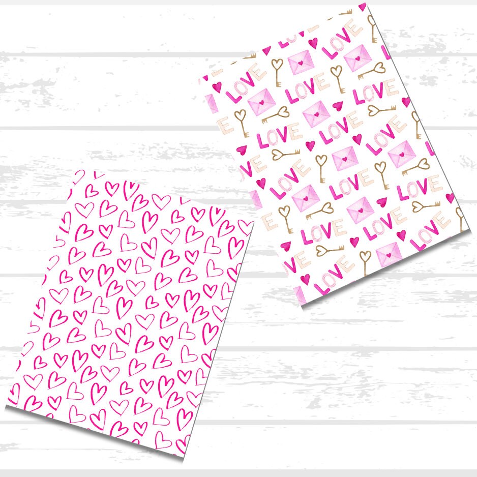Valentines Day Scrapbook Paper Bundle | Hearts