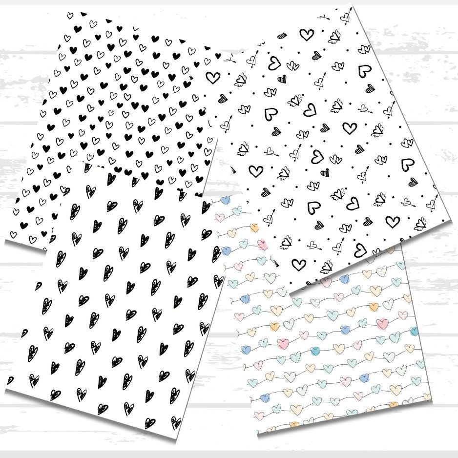 Valentines Day Scrapbook Paper Bundle | Hearts