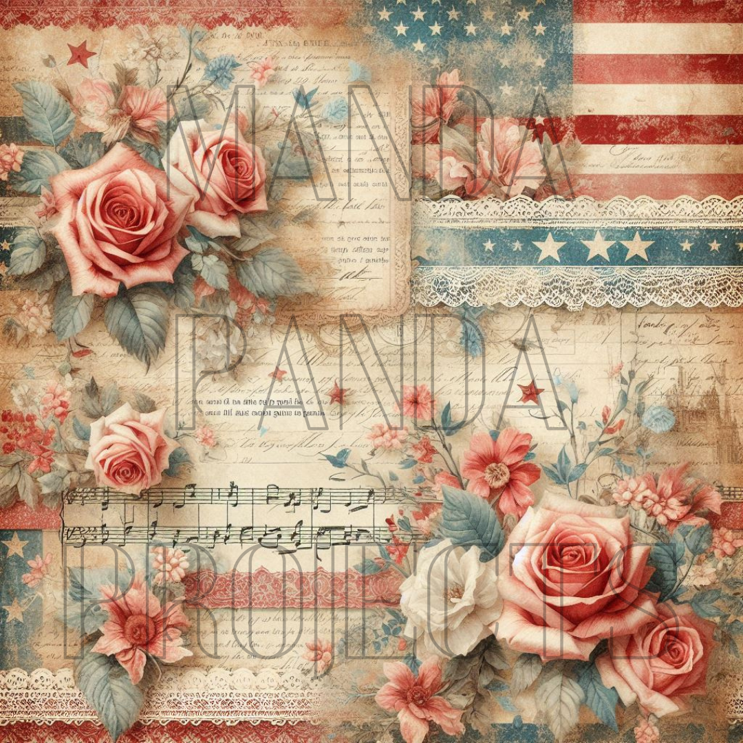 Vintage Americana Floral and Lace Printable Bundle