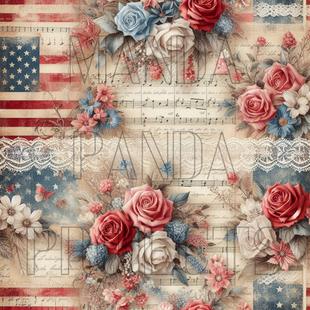 Vintage Americana Floral and Lace Printable Bundle