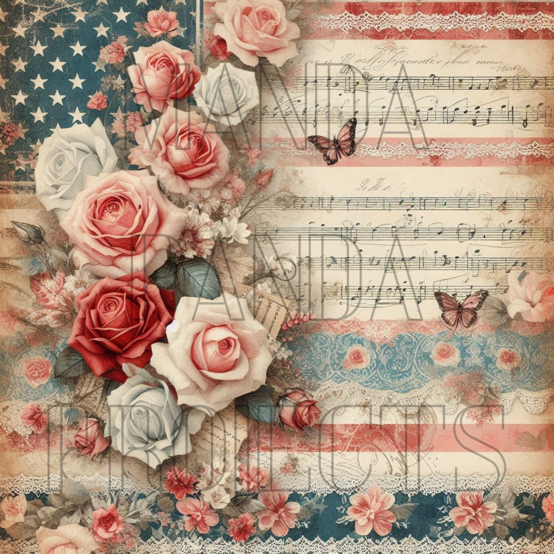 Vintage Americana Floral and Lace Printable Bundle