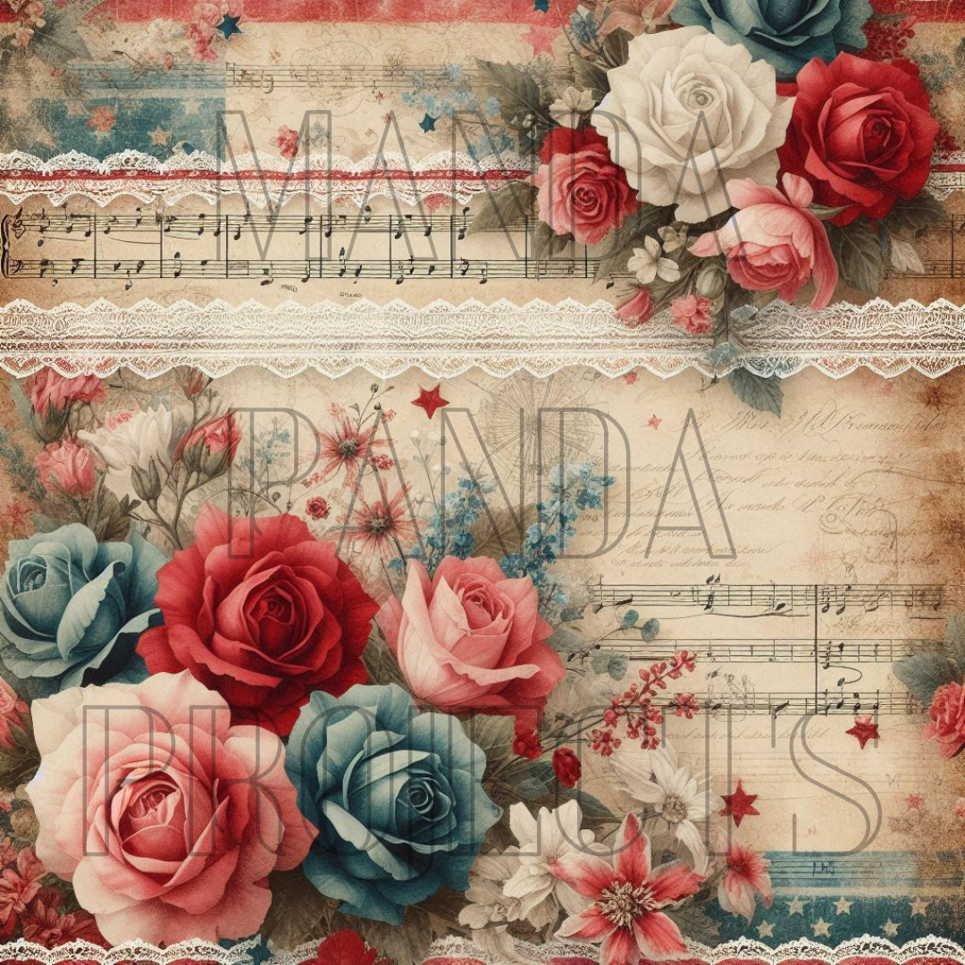 Vintage Americana Floral and Lace Printable Bundle