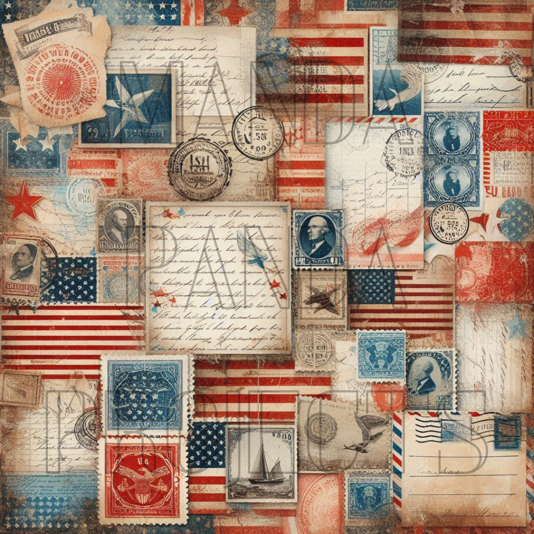 Vintage Americana Stamps Printable Bundle