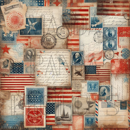 Vintage Americana Stamps Printable Bundle