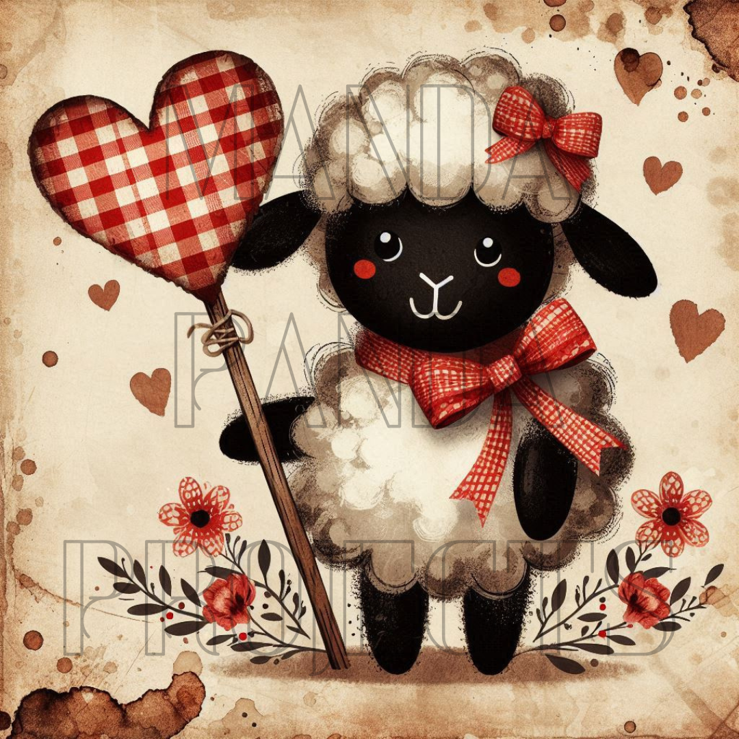 Valentines Day Primitive Black Sheep Printable Bundle