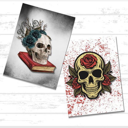 Floral Skull Scrapbook Paper Bundle | Pretty Halloween