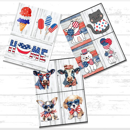 Patriotic Americana Printable Bundle | 4th of July | USA | Red white and blue