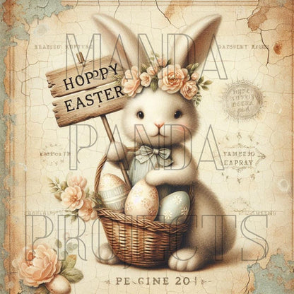 Vintage Hoppy Easter Bunny Printable Bundle